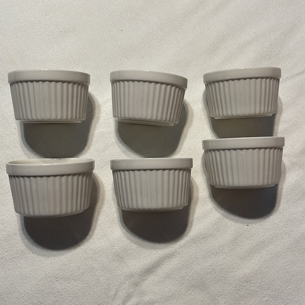 Ramekin Set 6 White Baking Kitchen Cooking Charcuterie Bowls Dishes Small - Picture 3 of 4